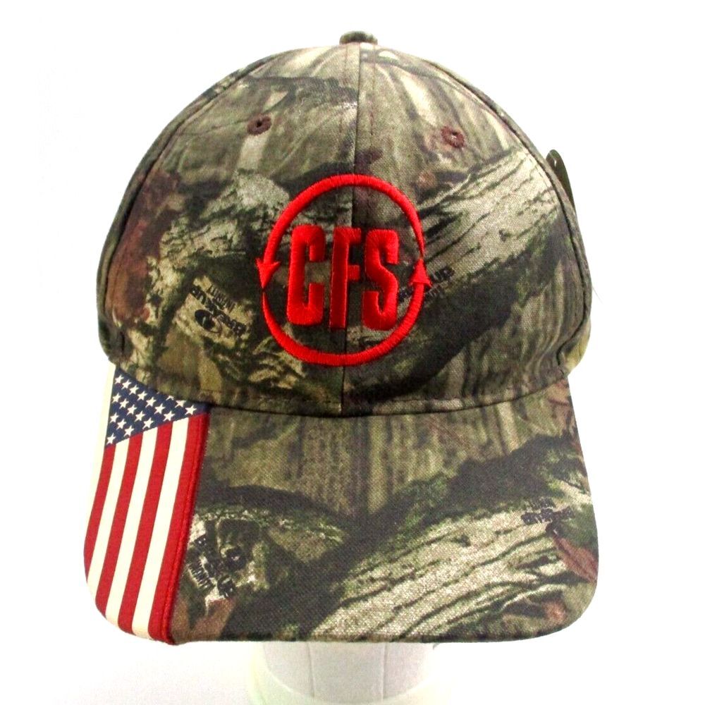 Mossy Oak Break-up Camo CFS American Flag Strapback Trucker Hat Cap New w/tag